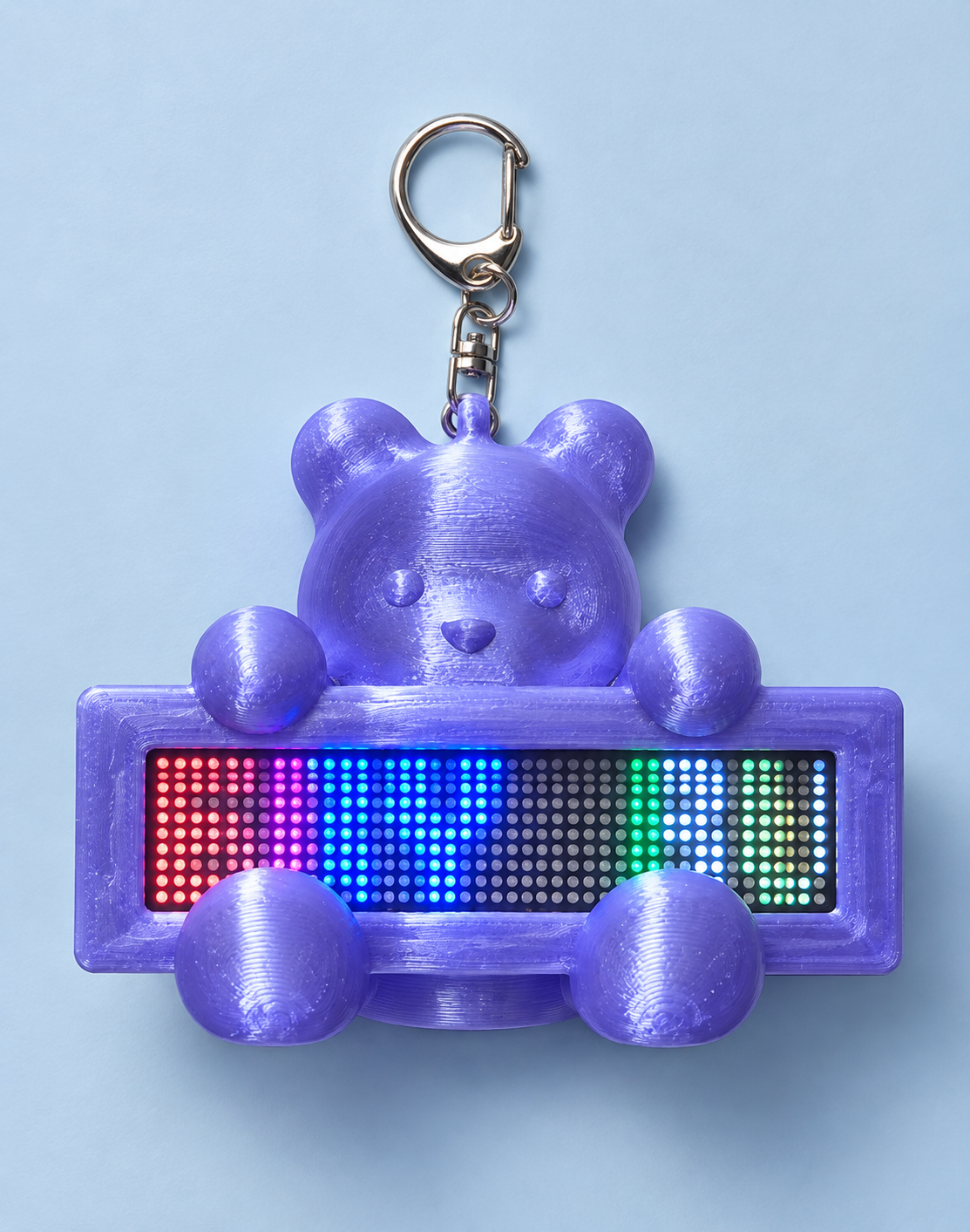 パープルのクマ型LEDメッセージキーホルダー MESSAGE BEAR