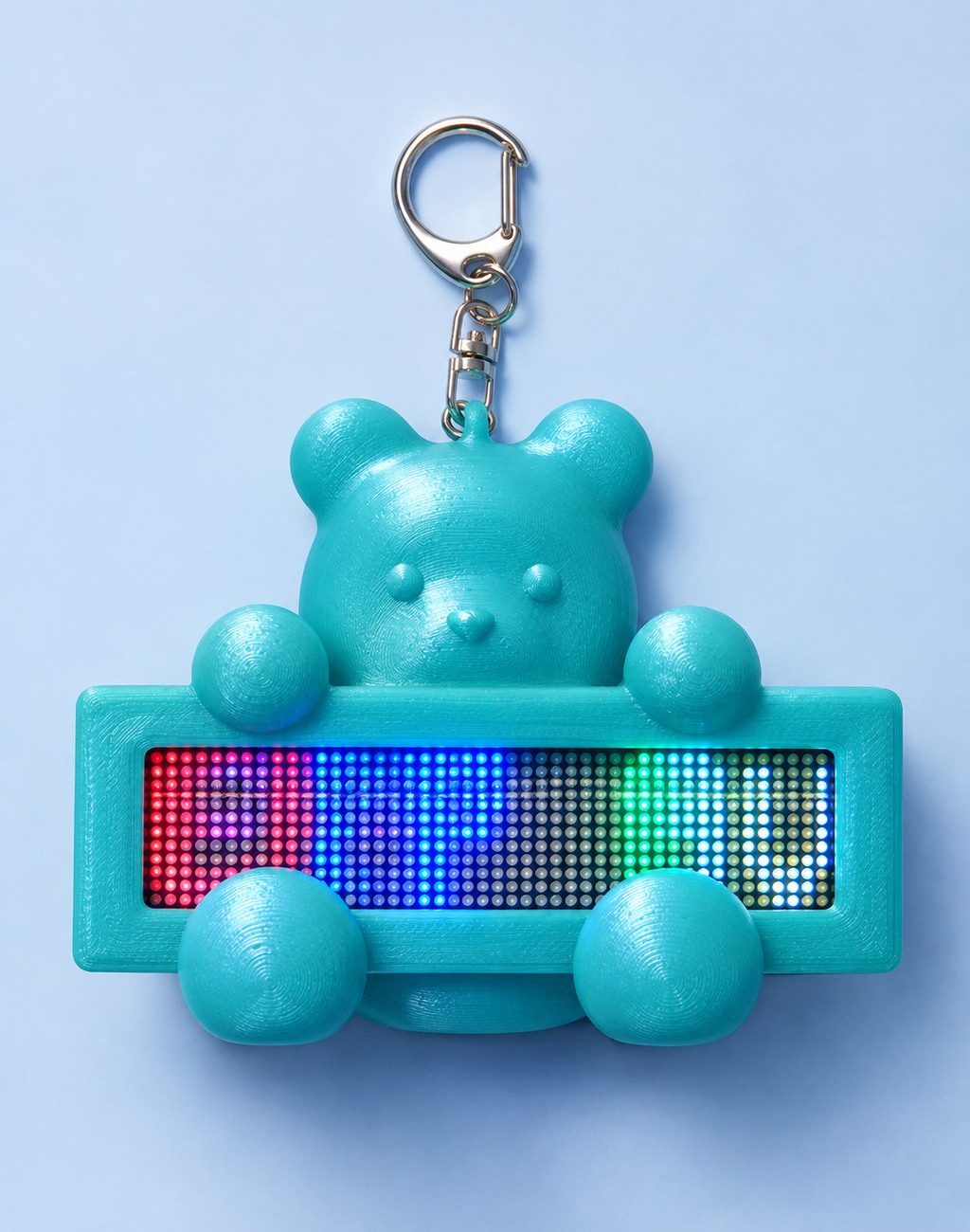 エメラルドグリーンのクマ型LEDメッセージキーホルダー MESSAGE BEAR
