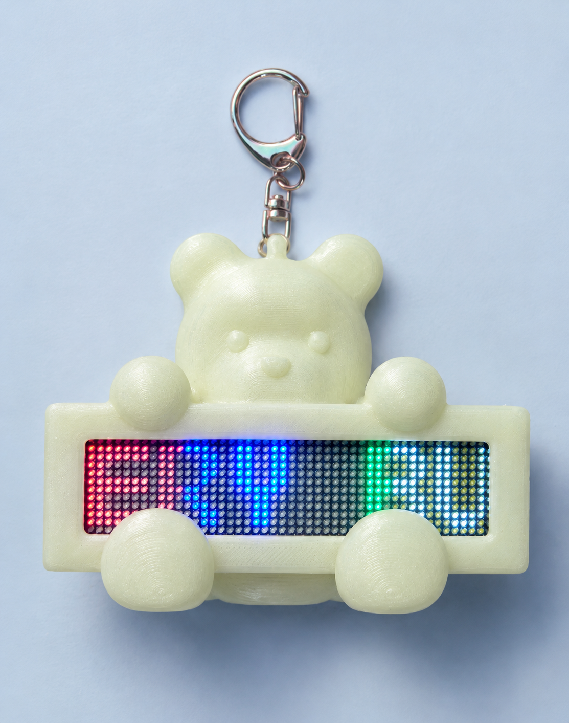 暗闇で光る、蓄光クマ型LEDメッセージキーホルダー MESSAGE BEAR